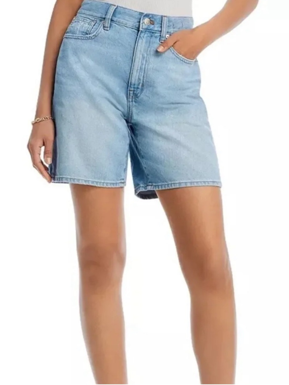 High-Rise Light Blue Denim Jean Shorts